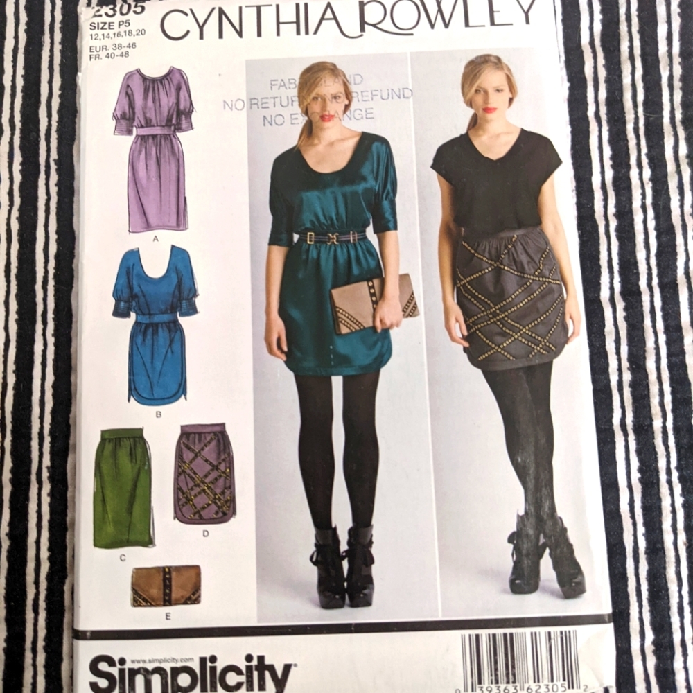 Simplicity 2305 size P5 12,14,16,18,20 inspired by Cynthia Rowley pattern ONLY